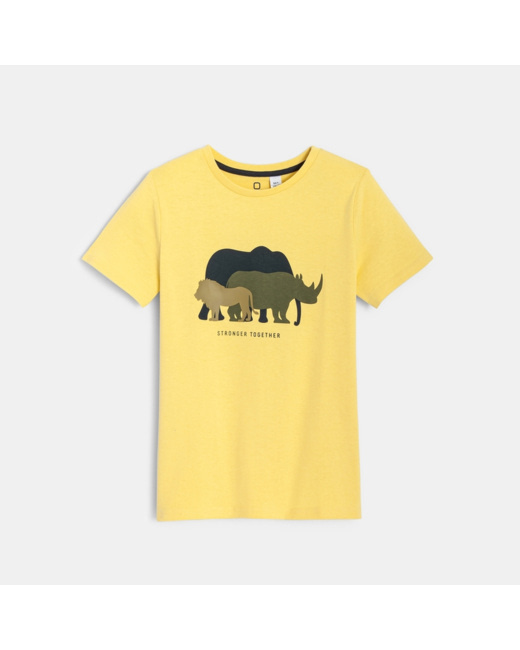 T-shirt à motif animalier jaune garçon