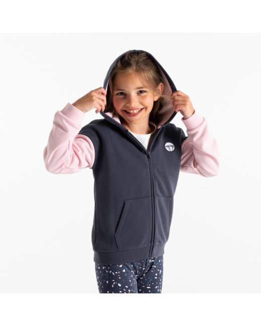 Sweat-shirt à capuche bicolore gris fille