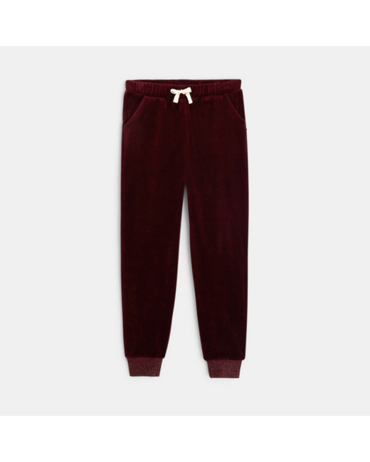 Pantalon de jogging en velours violet fille