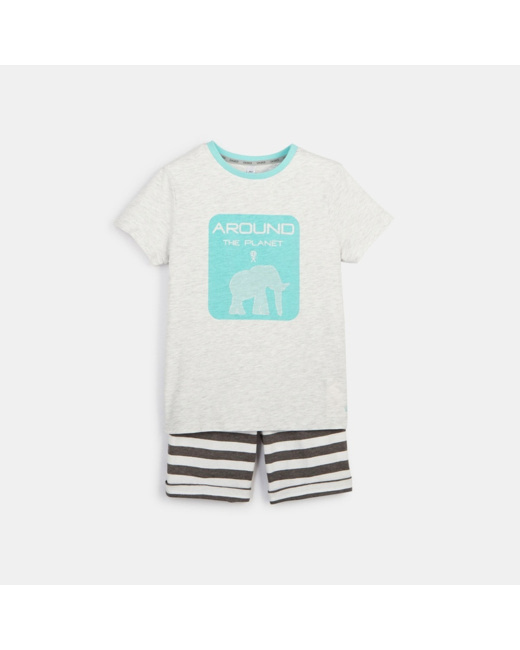 Pyjama-short en jersey gris garçon
