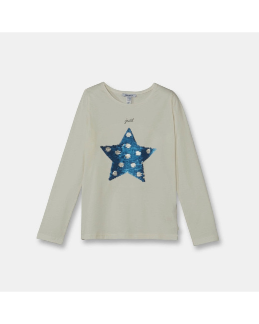 T-shirt à sequins magiques blanc fille