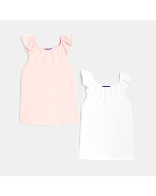 Débardeur uni (lot de 2) blanc fille