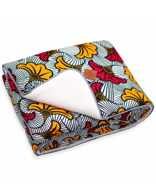 Grande couverture en coton, Wax Fleurs de mariage