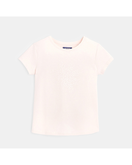 T-shirt manches courtes à motif irisé Fleur rose fille