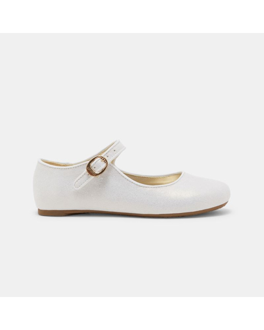 Ballerine microfibre irisée à bride blanches fille