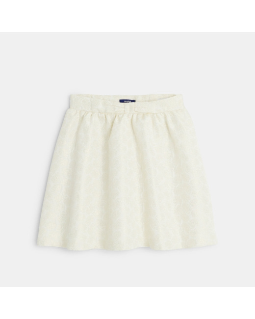 Jupe de cérémonie motif jacquard blanche fille