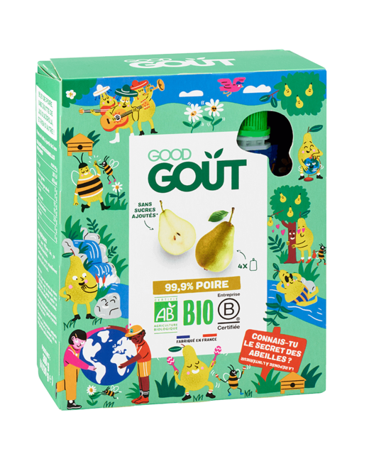 Pack de 4 compotes sans sucres ajoutés Poire Williams Bio