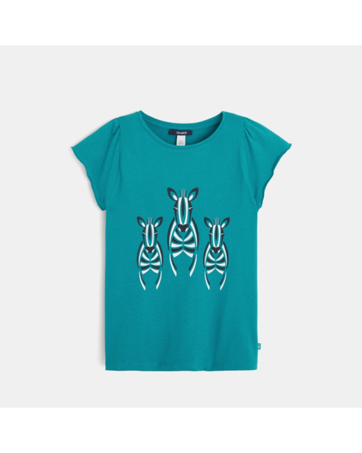 T-shirt imprimé animaux zèbres vert fille