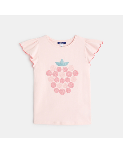 T-shirt à motif fruité "fraise" rose fille