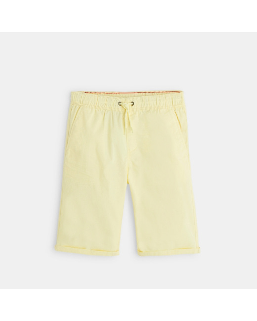 Bermuda slim en toile unie jaune garçon