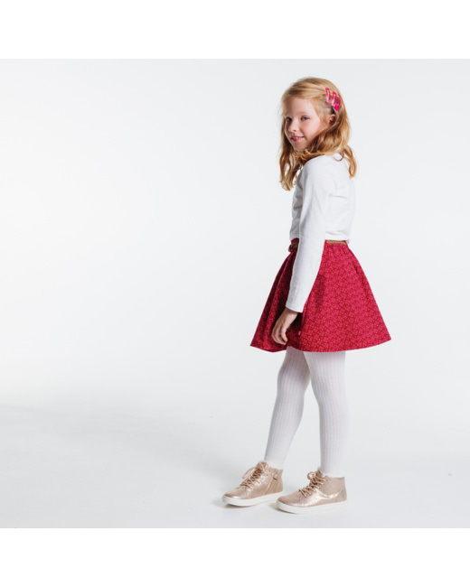 Jupe patineuse en velours côtelé imprimé rose fille