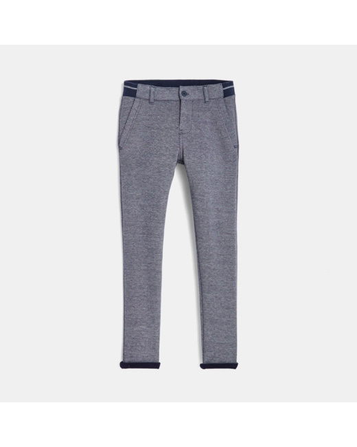 Pantalon chino slim en nid d'abeille turquoise garçon