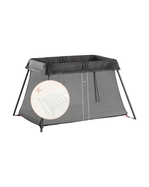 Lit parapluie Light noir + drap housse