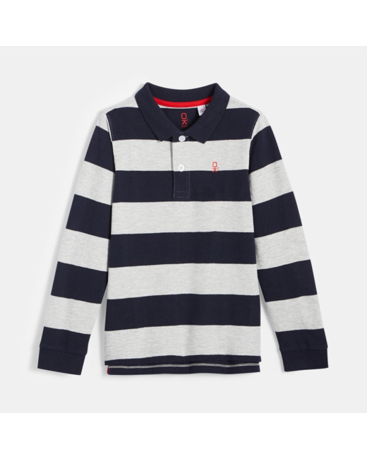 Polo rayé bleu garçon