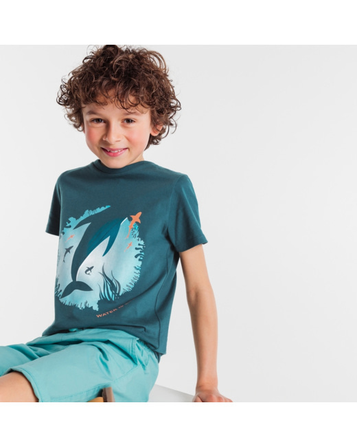 T-shirt à visuel monde animal bleu garçon