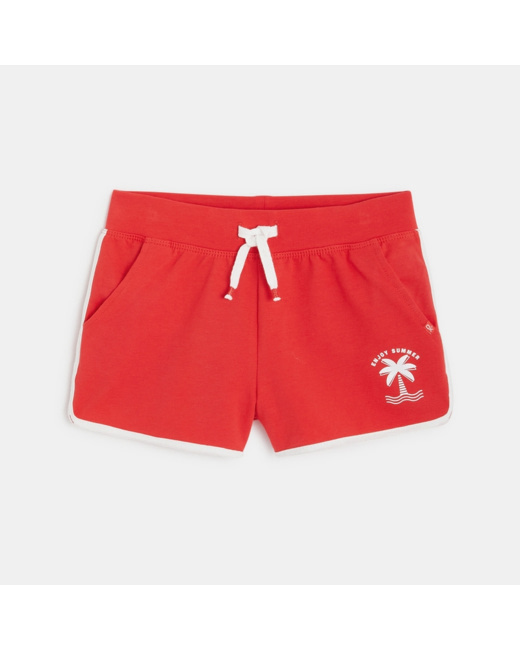 Short uni en jersey rouge fille