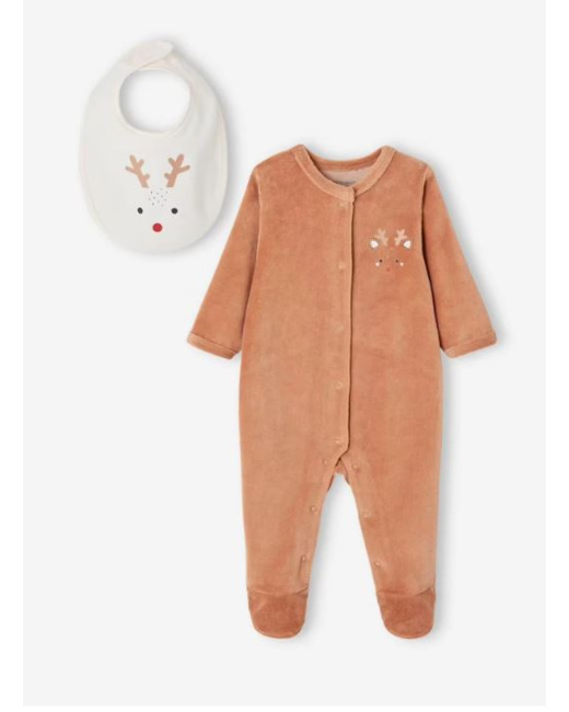 Coffret Noël Renne dors-bien + bavoir bébé