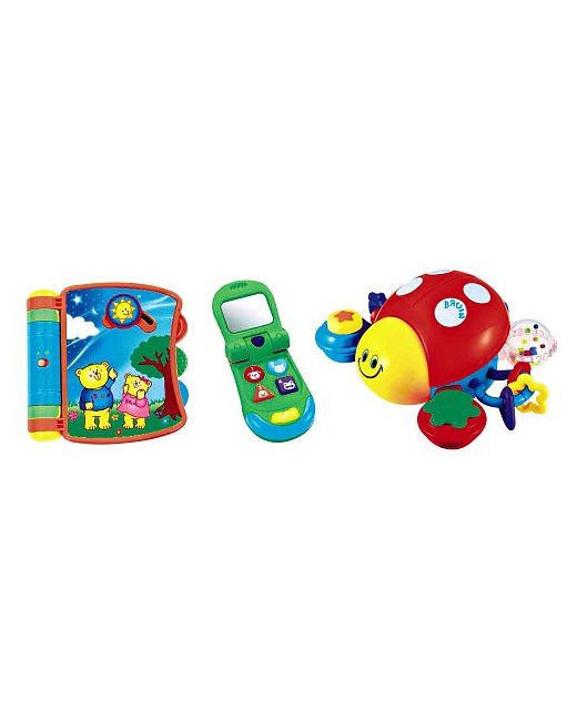 Lot livre d'éveil + téléphone à clapet + coccinelle d'activités