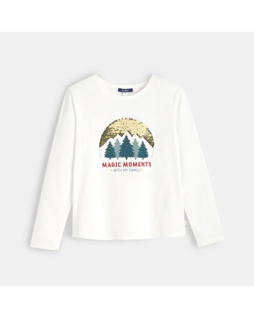 T-shirt de Noël blanc fille