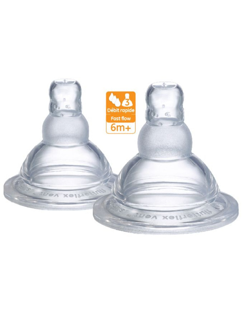 Tétines en silicone Mii Sophie la girafe 6-9 mois / débit rapide