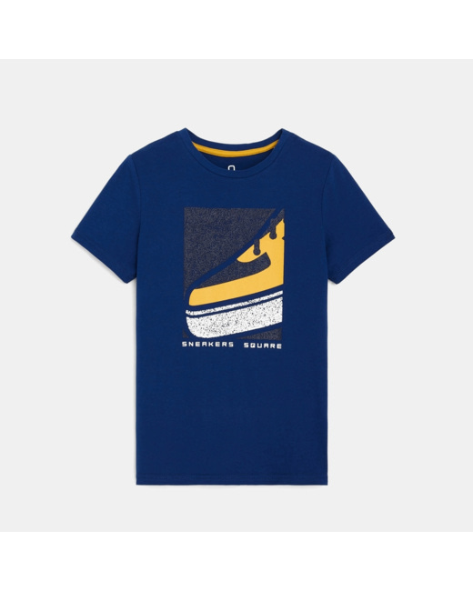 T-shirt en coton biologique motif sport bleu garçon