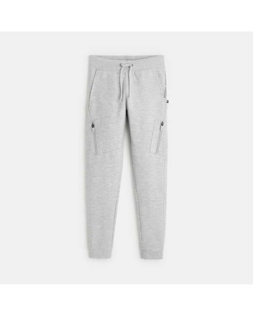 Pantalon de jogging molleton poches zippées gris garçon