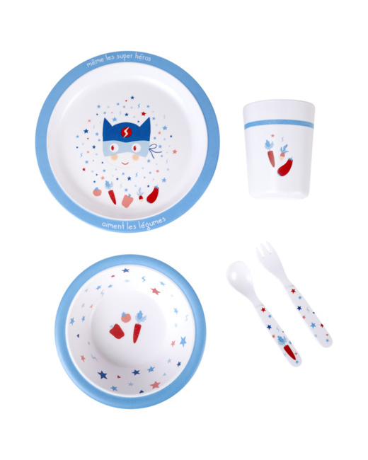 Coffret repas en mélamine Super-héros - 5 pièces