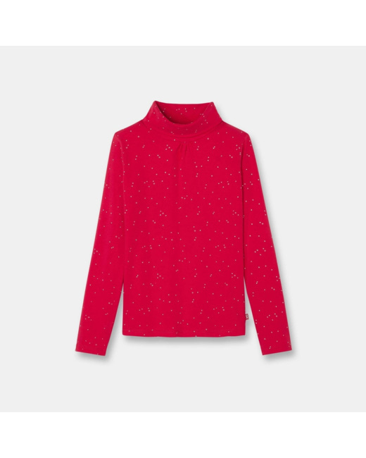 T-shirt col roulé rouge fille