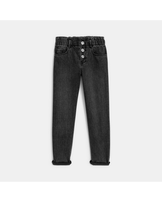 Jean mom paper bag fille