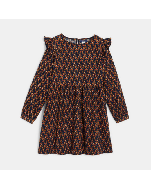 Robe en velours imprimé marron fille