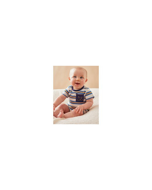 Pyjama combishort rayé en coton