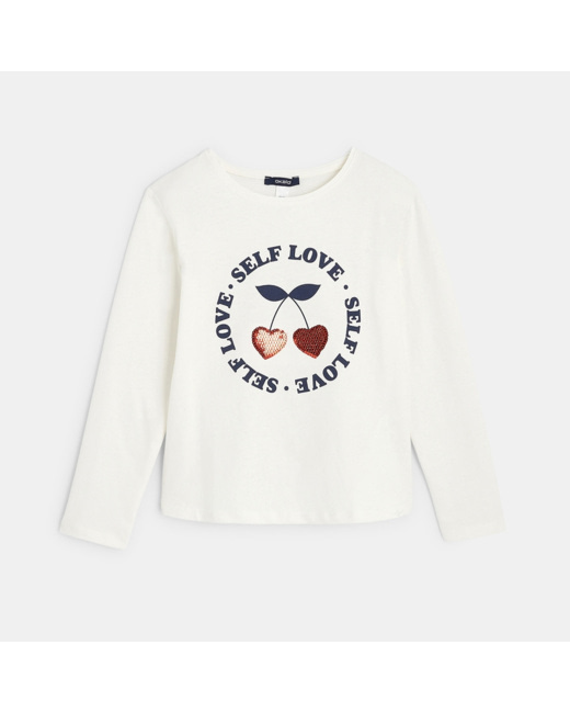 T-shirt à message "Self love" rouge fille