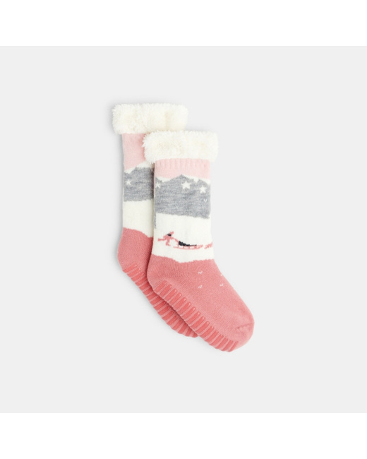Chaussettes montantes antidérapantes roses fille
