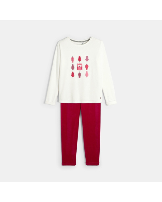 Pyjama en velours éponge blanc fille