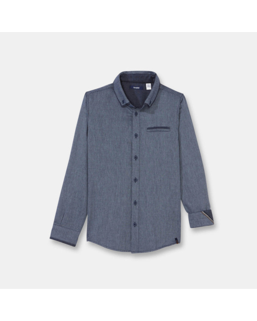 Chemise à col boutonné bleue garçon