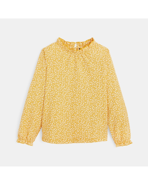 Blouse imprimée à col collerette jaune fille