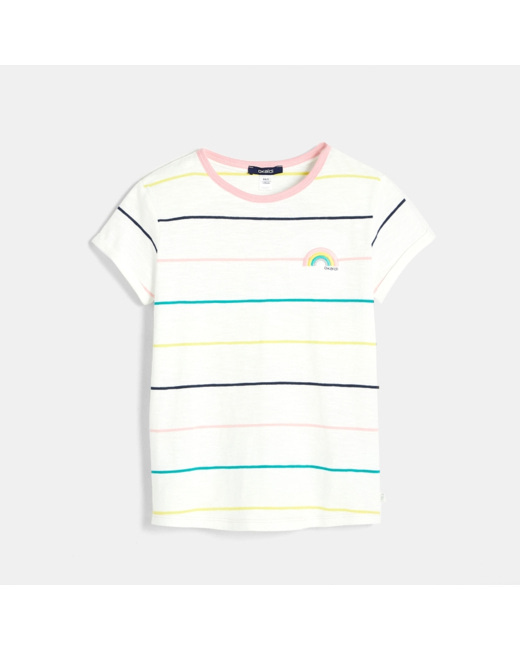 T-shirt à rayures colorées fille