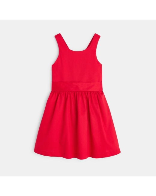 Robe à bretelles unie rouge fille