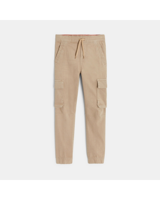 Pantalon cargo en toile beige garçon