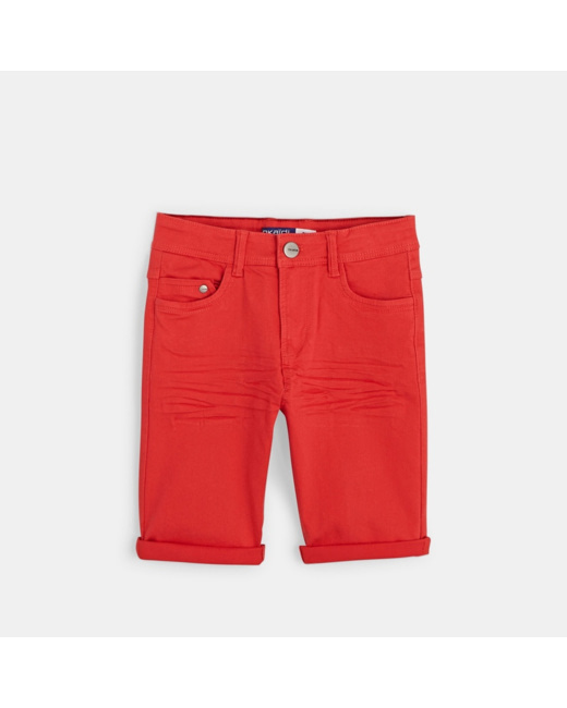 Bermuda slim en toile hyper-stretch rouge garçon