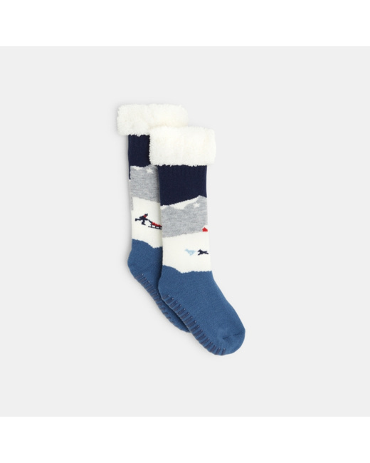 Chaussettes montantes antidérapantes bleues garçon