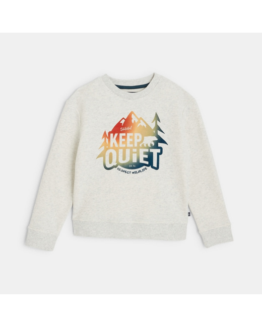 Sweat-shirt à message Keep Quiet blanc garçon
