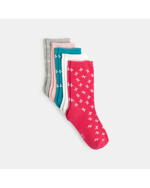 Chaussettes fantaisie (lot de 5) roses fille