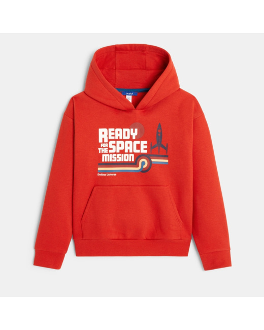 Sweat à capuche à message orange garçon