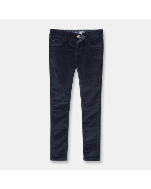 Pantalon skinny en velours bleu fille