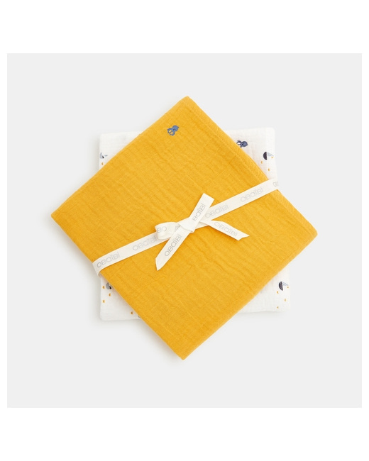 Langes en gaze de coton bateaux et uni (lot de 2)