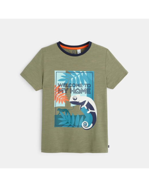 T-shirt flammé monde marin vert garçon