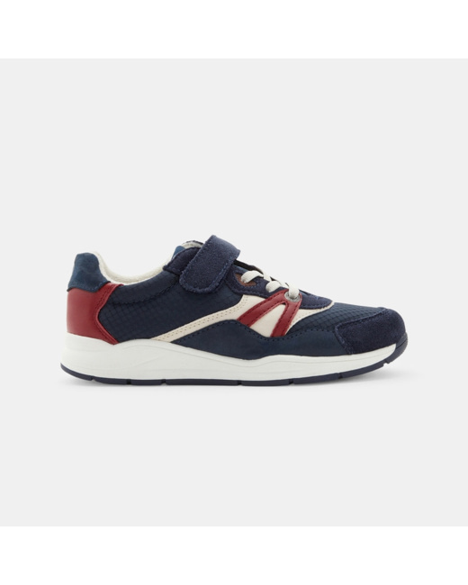Tennis running multicolores lacets et scratch bleues garçon