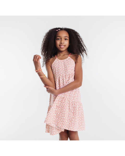 Robe imprimée à bretelles rose fille