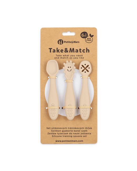 Lot de 3 Cuillères d'Entraînement en Silicone Take&Match 6m+